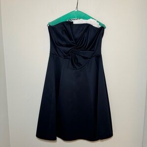 H&M Women's Bow Front Strapless Mini Formal Bridesmaid Dress Navy Blue Size 10